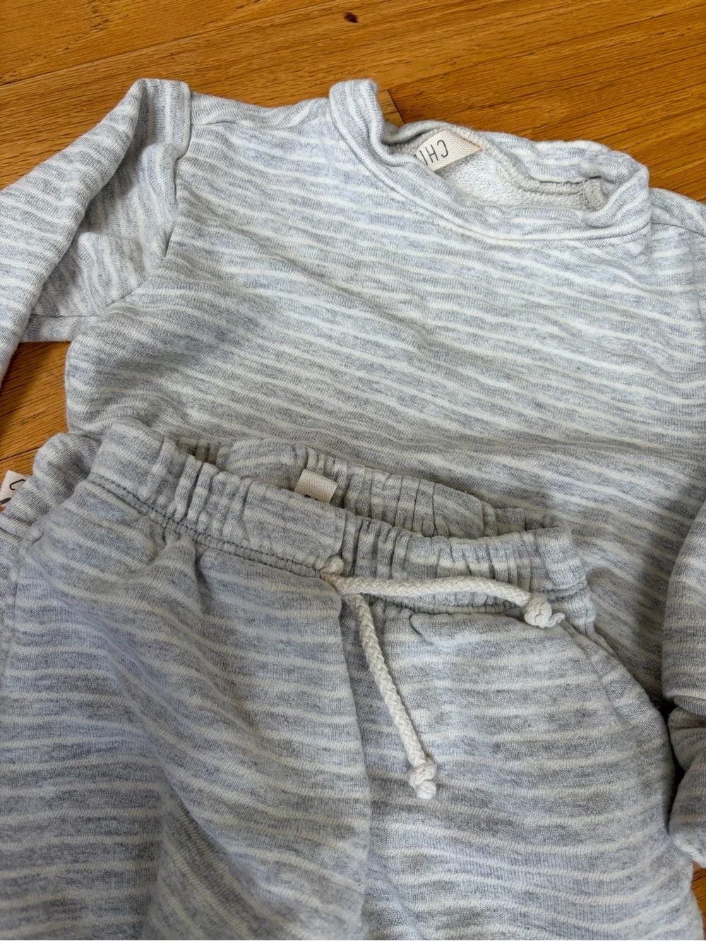 Childhoods Clothing Grey Striped sweat set 2T
